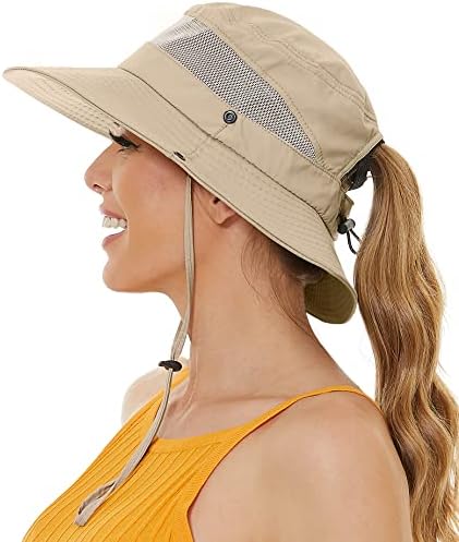 Šešir za sunčanje sa rupom za rep za žene, UV zaštita od sunca UPF50+ vodootporna kanta za plažu Safari