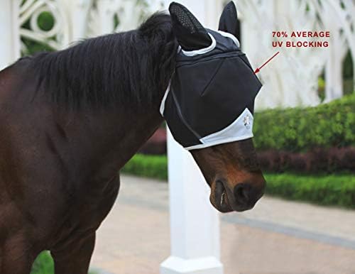 T Teke Fine mrežaste konjske mušice maska UV blokiranje, 3d vizir za oči sa dodatnim jastučićem od flisa, zaštita od štetočina od insekata