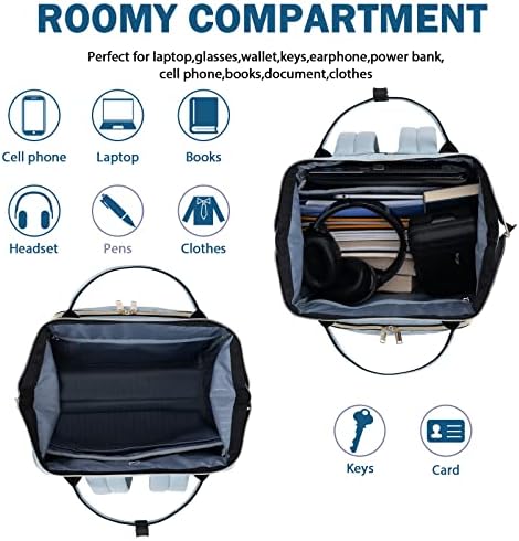 EMPSIGN 17-inčni ruksak za Laptop za žene i muškarce ruksak za poslovna putovanja kompjuterska torbica Radna torba, vodootporni ruksak velikog kapaciteta sa USB portom, koledž ruksak Casual Daypack, prošivena plava