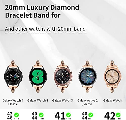 Ocebeec Bling Bands kompatibilni sa Samsung Galaxy Watch 4 i 5 40mm 44mm / Gledajte 4 Classic 42mm 46mm / Gledajte 5 Pro 45mm, Ženska pregradna metalna narukvica s dijamantnim opsegom za galaksiju aktivna 2 40mm 44mm