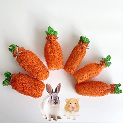 Zerodis Rabbit Loofah igračke, zubne zdravlje Prirodni jabučni ovci za travu Loofah mrkve Igračke Zeko žvakaće
