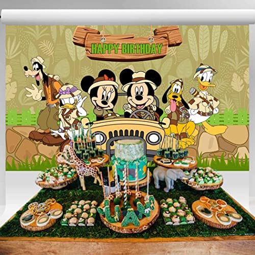 Mickey Mouse Safari potrepštine za prve rođendanske zabave Minnie Mouse Safari Backdrop 2nd Birthday Decorations Wild Theme Banner for Cake Table 5x3 ft 50