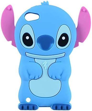 Plavi Stitch Case za Apple iPod Touch 6th 5th generacija 3D Cartoon životinja slatka meka silikonska guma Cover lik,Kawaii Animirani Funny cool slučajevi kože za djecu dijete Tinejdžeri momci djevojka