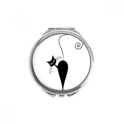 Crna Mačka Halloween Animal Art Outline Ručno Kompaktno Ogledalo Okruglo Prijenosno Džepno Staklo