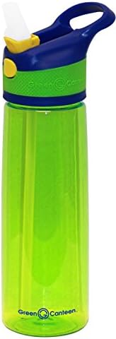 Zelena kantina jednostruki zidni tritan plastični zeleni boca sa plavim / zelenim tipkama za prevrtanje