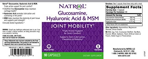 Natrol Vegetarijanska hijaluronska kiselina MSM i glukozamin, 90 kapsula