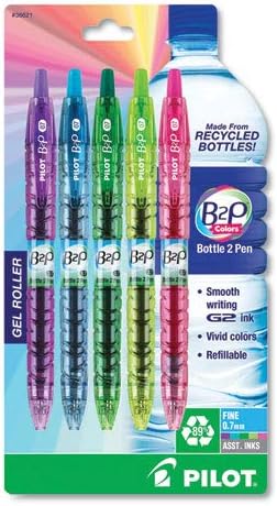 B2P boca-2-olovka boja reciklirana uvlačenje gel mastila, asortirana, .7mm, 5 / paket