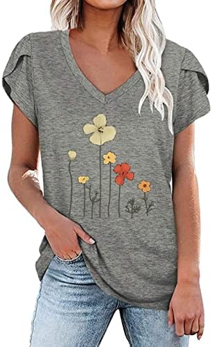 Vrhunska majica za dame Ljeto jesen 2023 Odjeća Redovna fit kratki rukav pamuk V izrez Grafički casual majica