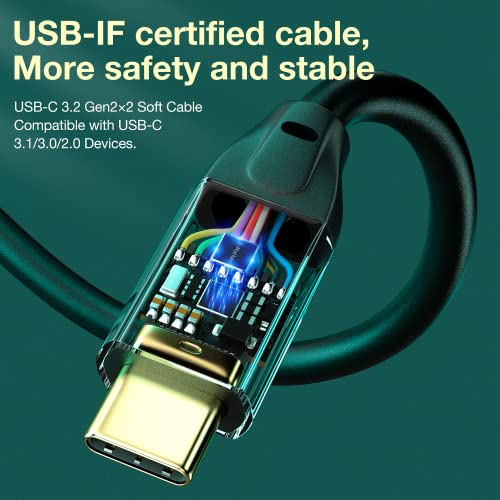Leirui USB-C kabel, 6,6ft, podržava PD 100W, 20Gbps Prenos podataka, 4K @ 60Hz Video, USB C do USB C 3.2