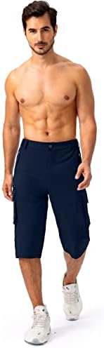 Pudolla Muške planinarske kratke hlače Lagane 3/4 duge kratke hlače za muškarce sa 6 džepova Cargo kratki