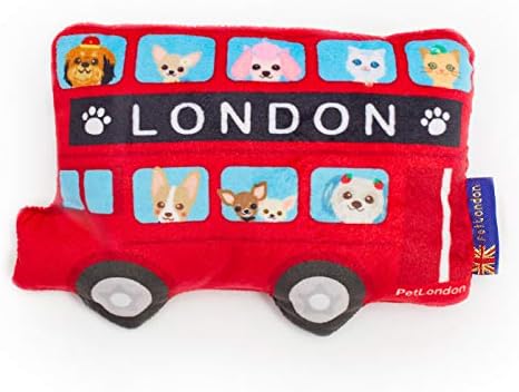 Petlondon grafički london crveni autobus igračka za pse - zabavna otisnuta londonska rutara britanska crvena meka plišana igračka - 7