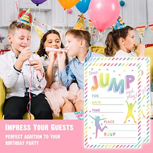 Poziv za rođendanska kuća, TRAMPOLINE Jump Rođendani Pozovite kartice za djecu, 20 Ispunite prazne pozivnice