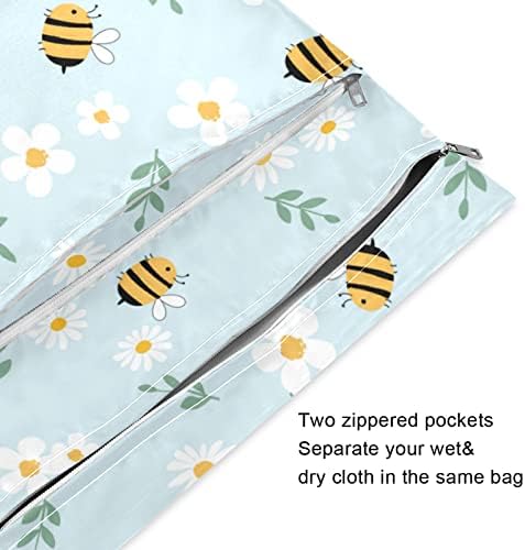 Zzxxb Bee Daisy cvjetna vodootporna tkanina za platnu od pelena mokra suha torba sa džepom sa patentnim