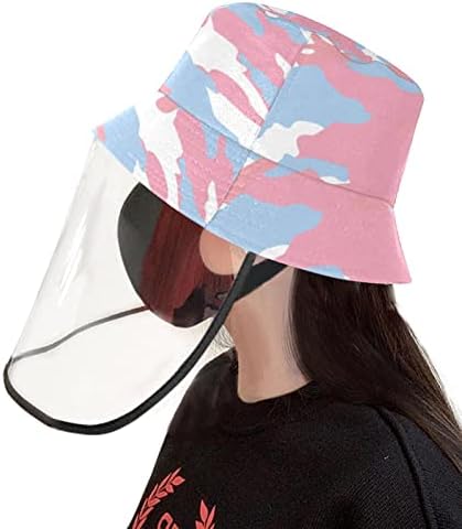 Zaštitni šešir za odrasle sa štitom za lice, ribar šešir protiv sunčane kape, umjetnost Camo ružičasta plava
