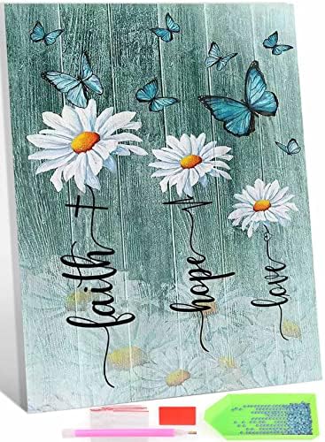 Roohome Daisy Diamond painting Kits Paint by Diamonds for Beginners Diamond Art Kits for Adults with Accessories