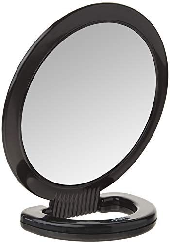 Ručno ogledalo od Diane Plastic – uvećavajuće 2-strano toaletno ogledalo sa sklopivom kružnom ručkom i postoljem za kačenje – srednje veličine, 6x 10 za putovanja, kupatilo, radni sto, šminka, ljepota, dotjerivanje, D1014