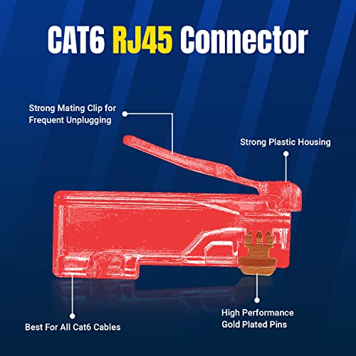 Newyork kablovi RJ45 CAT6 završava | Pakovanje od 50 | CAT 6 / CAT5E RJ45 pozlaćeni konektori | Trik modularni