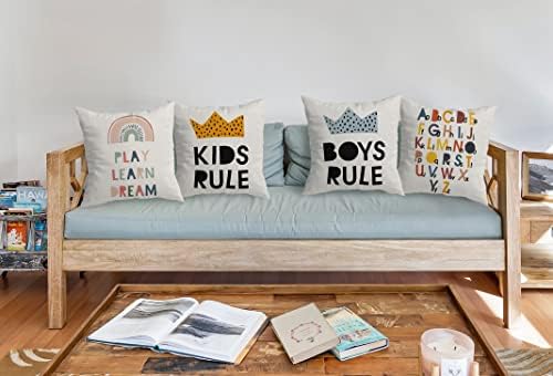 Igrajte naučite pravila za djecu iz snova dječaci vladaju Abecedom jastučnica, 18x18 inča slova u boji jastučnica