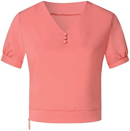 Ženske osnovne majice Vintage Slim Tees Ljeto Čvrsta tunika T košulje Ležerne prilike za radne vrhove Button