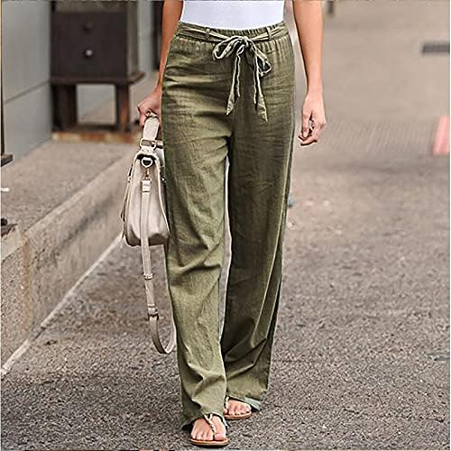 Dasayo Womens Ležerne prilike Ležerne duge hlače Posteljine ravne čvrste pantalone Plus sile mekane trendi