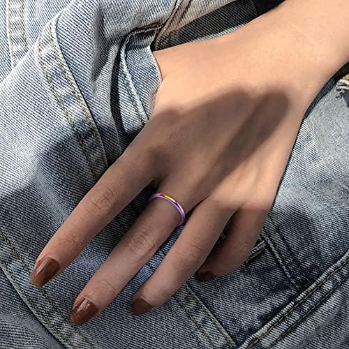 2023 NOVO Ugovoreni ženski fino polirani prsten rep modni par ručni 2 mm prsten za prstenje kostim dijamantski