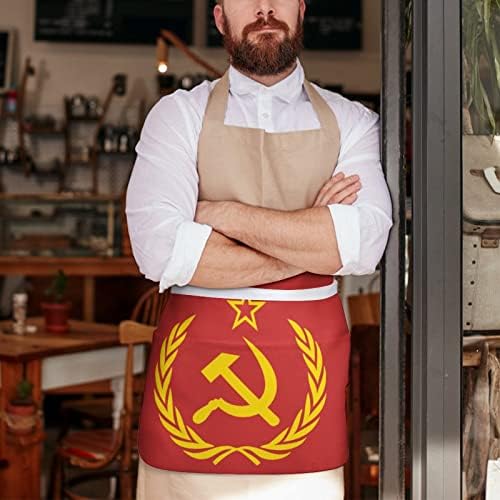 Sovjetski Savez CCCP SSSR grb crveni 11,8 inčni struk pregača konobarnica Pola pregače sa 3 džepa za kućni