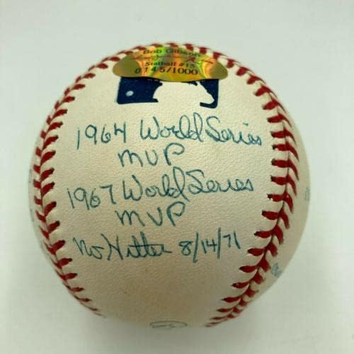 Bob Gibson potpisao je teško upisano karijeru stat bejzbol reggie jackson coa - autogramirani bejzbol