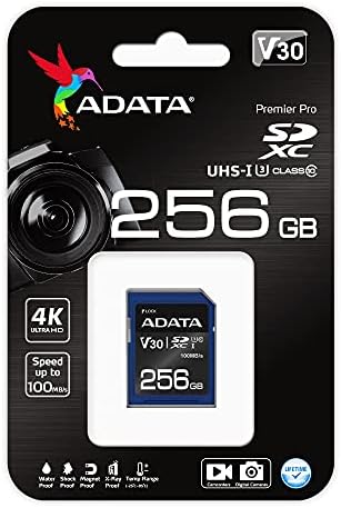 ADATA Premier Pro 256GB V30S SDXC UHS-I U3 V30 Klasa 10 Full HD i 4K UHD SD memorijska kartica