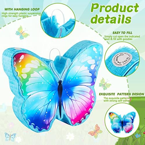 Leptir Pinata sa štapićem Pinata, maska za oči i konfeti od 1 pakovanja, Rainbow Butterfly potrepštine za