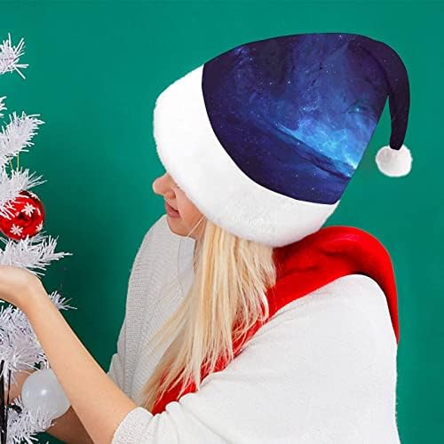 Plava zvjezdano nebo pliš Božić šešir Naughty i lijepo Santa kape sa pliš obodom i Comfort Liner Božić ukras