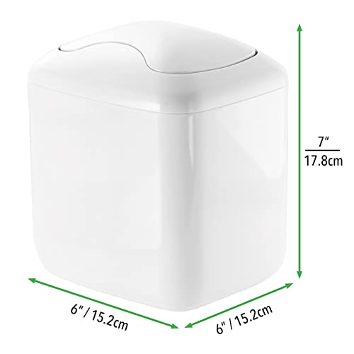 Mdesign plastični kvadratni mini otpadni kašika za smeće može sa ljuljačkim poklopcem za kupatilo, stol