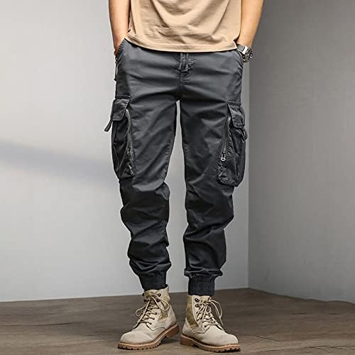 Mens modni casual labavi pamuk plus džepni džep čipkastim udružene hlače u boji ukupno 4 1