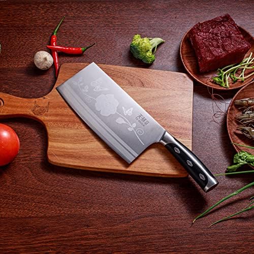 TJ pop meso Clepa nož 7,4 inča, profesionalni kineski kuharski nož, full-tang dizajniran oštri mesarski