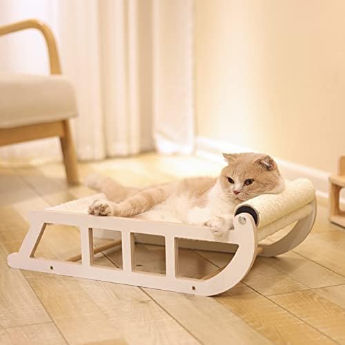 Lüzhong drveni kauč za viseću mrežu za mačke, krevet za kućne ljubimce u obliku sanki, stolica za ljuljanje