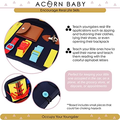 Acorn Baby Laup aktivnosti - Obrazovna putovanja Senzorna ploča za avione ili automobile - uključuje 15