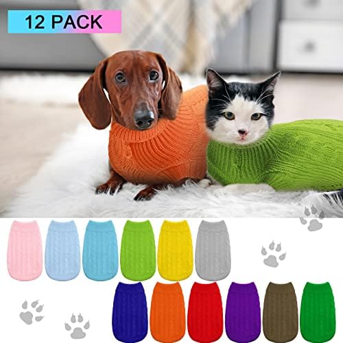 12 kom silk malog džemper za pse Puppyneck kabel pletena džemper za pse topli pleteni džemperi za kućne