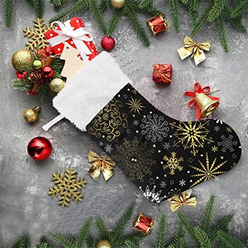 Alaza Božićne čarape Božićne snježne pahulje Klasično Personalizirano Veliki ukrasi za skladištenje za obiteljski odmor Sezona Party Decor 1 Pack, 17.7 ''