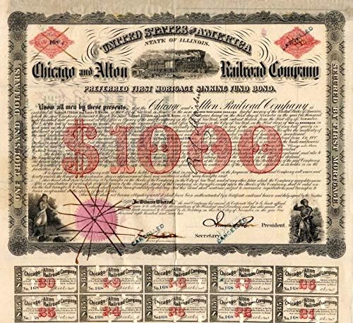 Chicago and Alton Railroad Co. - $1,000-obveznica