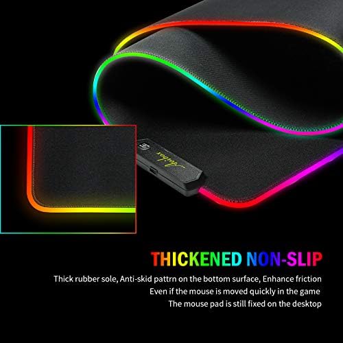AOIBOX RGB igranje miša, LED mekani dodatni dodatni jastučić za miša sa 14 režima osvjetljenja 2 svjetlina,