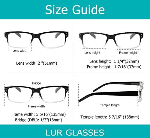 LUR 6 pakovanja klasičnih naočala za čitanje + 3 pakovanja na čaše za očitanje metala od pola obruča
