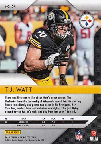 2018 Panini Prizm 34 T.J. Watt Pittsburgh Steelers NFL fudbalska trgovačka kartica