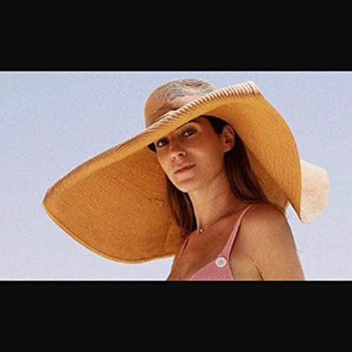 Slamnati šeširi za žene šeširi za plažu sa širokim obodom sklopiva slamnata kapa za sunce za žene modni šešir za sunce veliki pokrivač Bejzbol