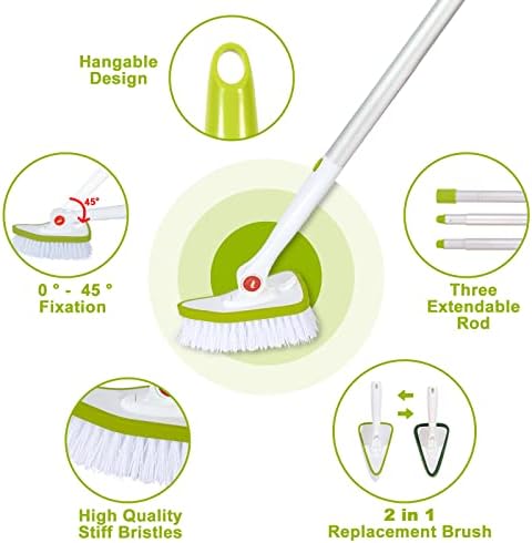 Četkica za čišćenje kade i pločica sa dugim ručkama - 2-u-1 Produžena ručka od 8 '' do 33 '' do 48 '' Lightweich FIKING dne za kuhinju u kupaonici WC zid