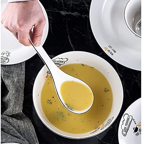 Xcvmkh Keramička supa Kašika Velika kašika za keramičku supu za kućnu upotrebu Bijela supa kašika kašika