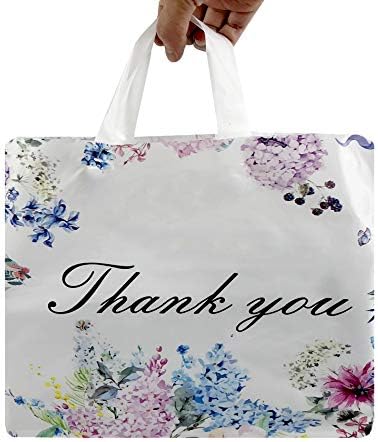 Ses.co 12x15 ručka die-rez plastike hvala cvjetne torbe za kupovinu za cvjetne trgovine, ružičasto, 100