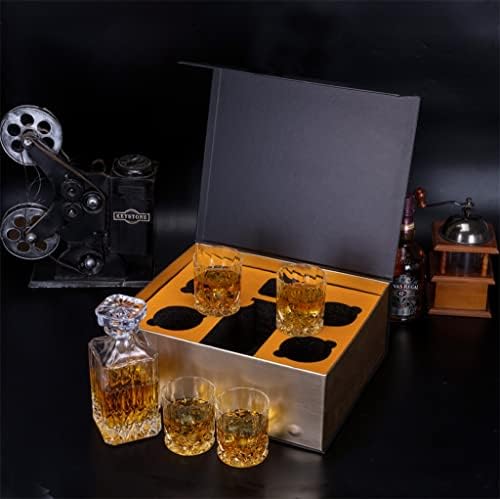 FRIENDLYSS Whisky Carafe Set, 750ml dekanter za viski sa čašama 4x 300ml, kristalne naočare bez olova, prelepa