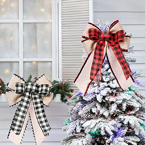 Toyandona 2pcs Božićni lukovi drveni plaćeni lukovi Xmas Wearheat Bow poklon luk Ripbon Xmas Tree Vise Privjesak