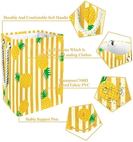 DEYYA vodootporne korpe za veš visoke čvrste sklopive korpe za štampanje ananasa sa prugama za odrasle decu