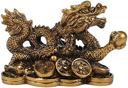 YFQHDD kineski klasični Feng Shui zlatni zmaj Kip ukras uspjeh ukras Home zanati zlatnici Han Long