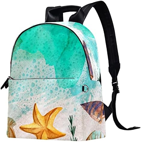 Tbouobt kožni ruksak lagani laptop Ležerni ruksak za žene muškarci, plaža Ocean Starfish Conch Scallop Ljeto